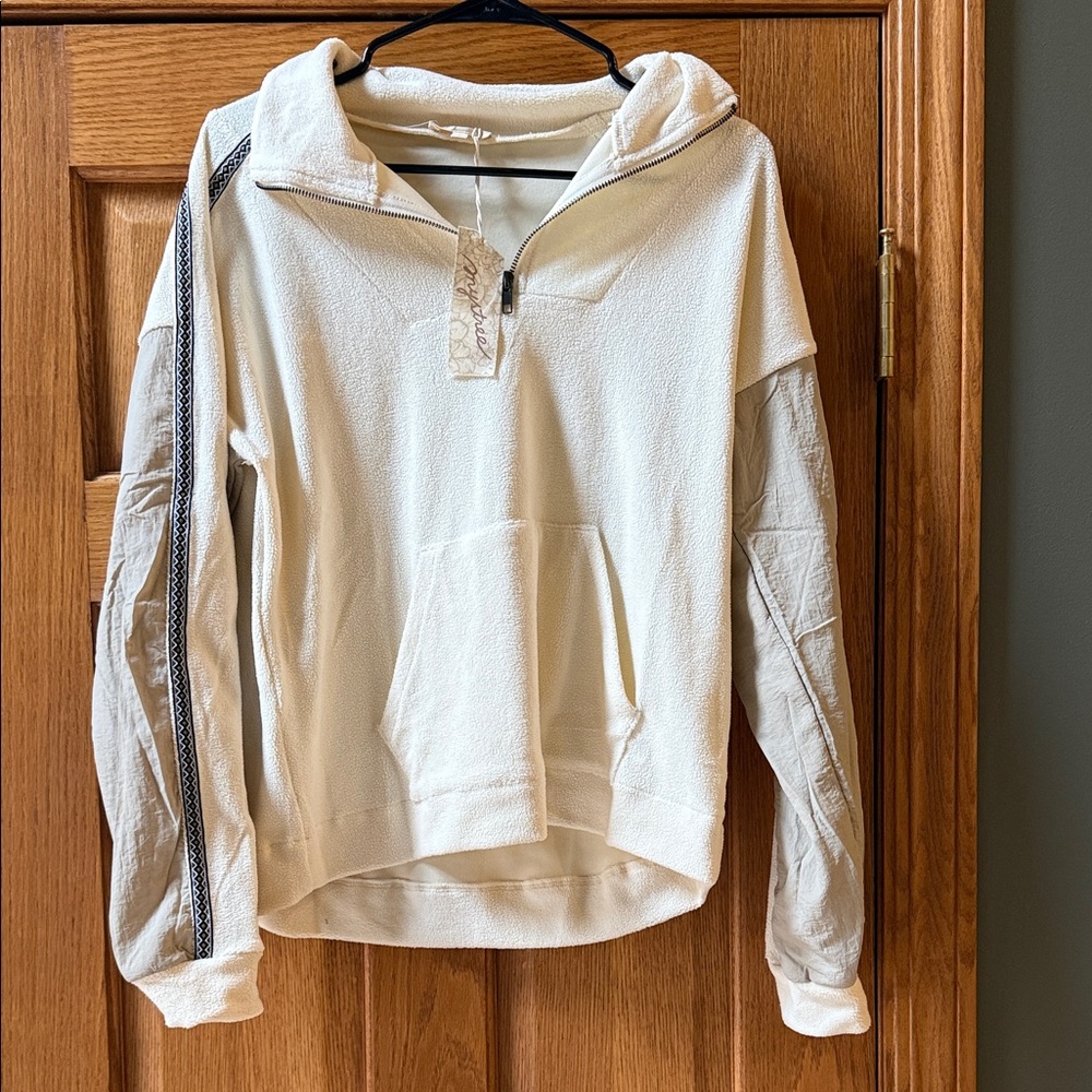 Mystree Cream Textured Zip Pullover